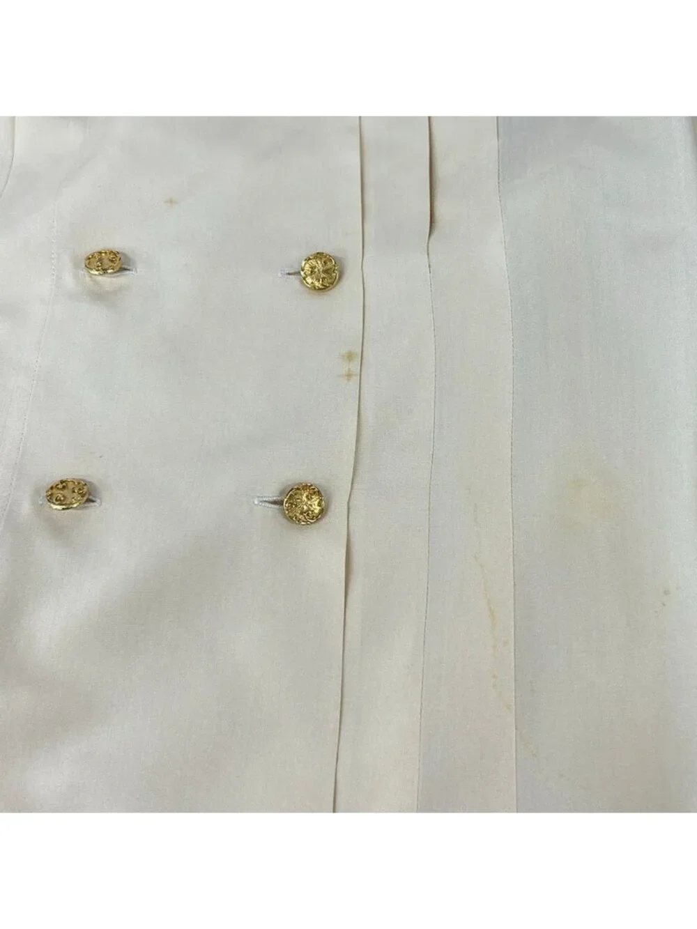 Chanel Long Sleeve Blouse M Ivory Silk 38